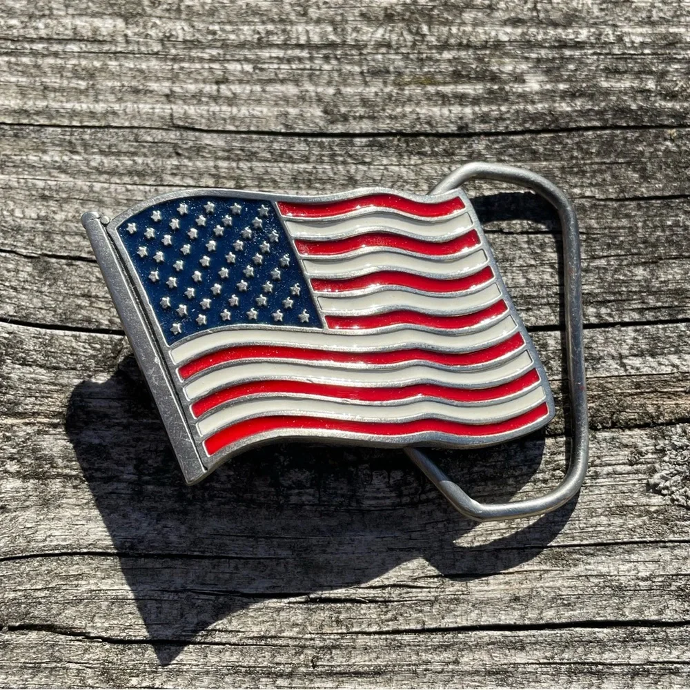The Great American Buckle Co Small Unisex American Flag Buckle Fits 1.5” Belt